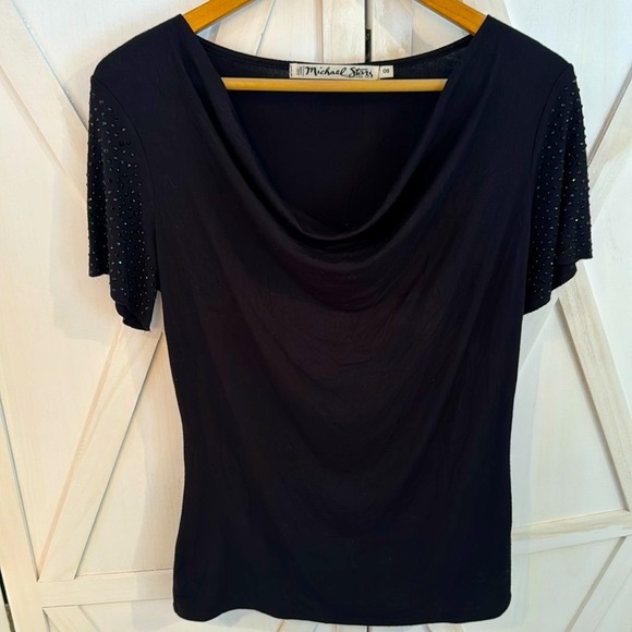 Michael Stars Cowl Neck Top w/ Sparkly Studs - Picture 1 of 3